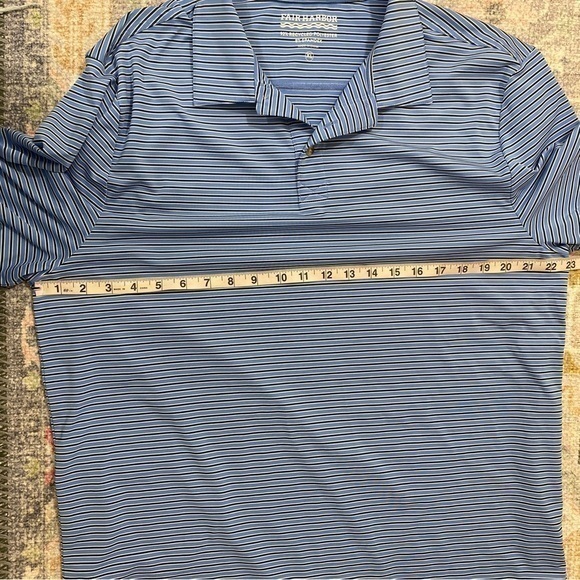 Fair‎ Harbor Mens XL Blue Striped Polo Shirt Performance Fabric Golf Casual - Picture 8 of 9
